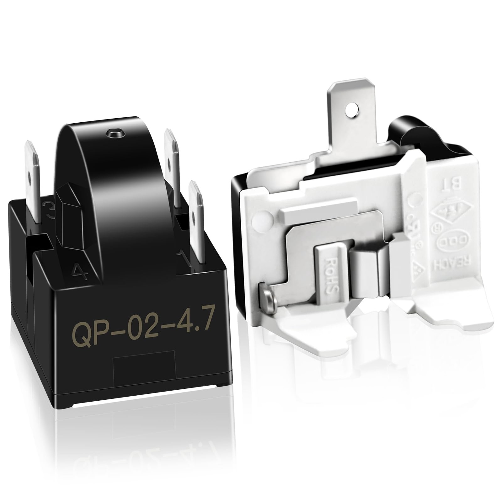 Refrigerator Starter Relay Set, 3 Pin 4.7 Ohm PTC Fridge Compressor Starter w...