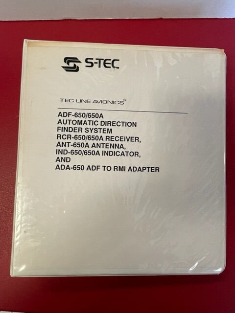 S-Tec ADF-650/ RCR-650/ IND-650/ANT-650A/ADA-650 System Manual, Used