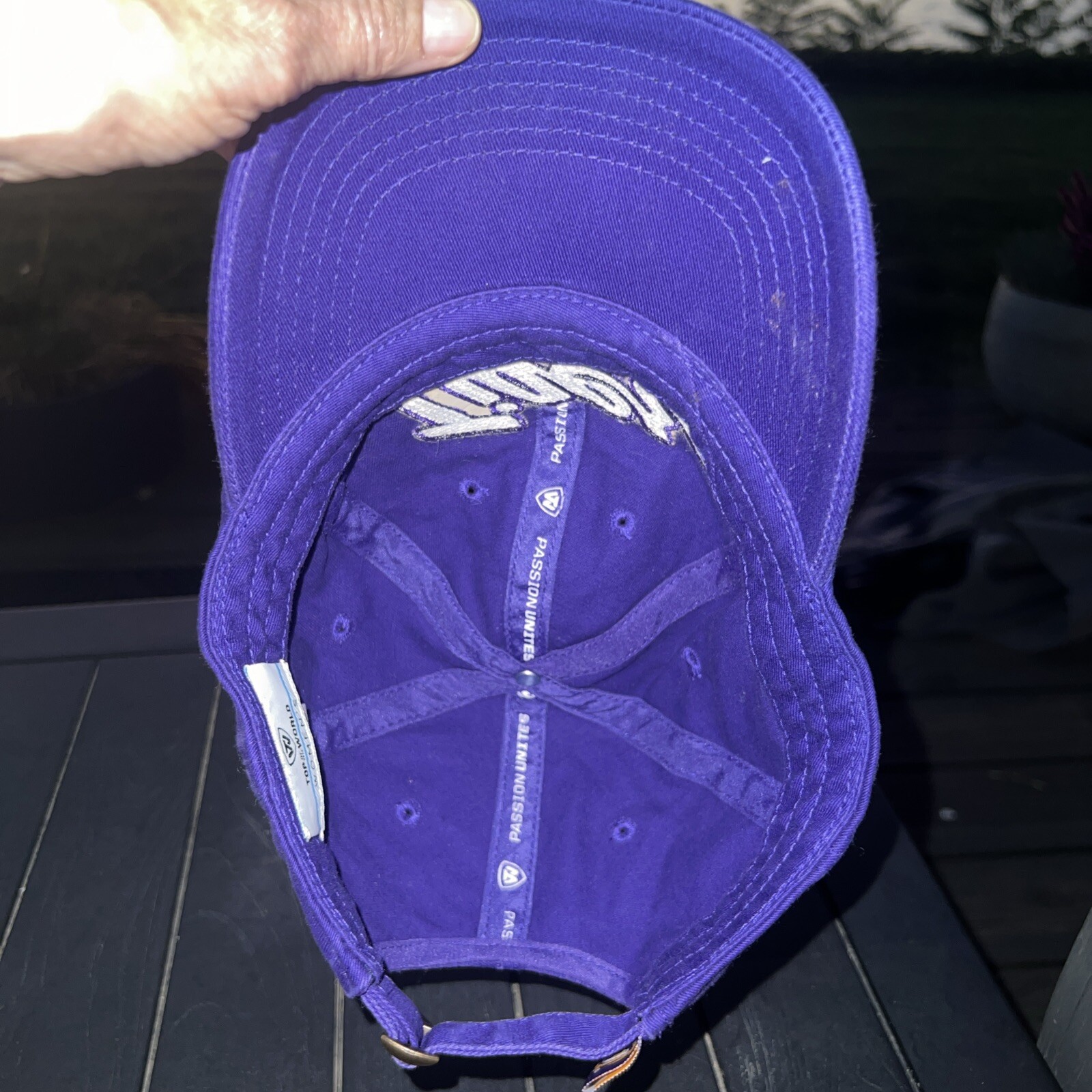 Purple Cotton Hat Cap With Silver Sparkle Sequins Tiger on Front Strap Buckle