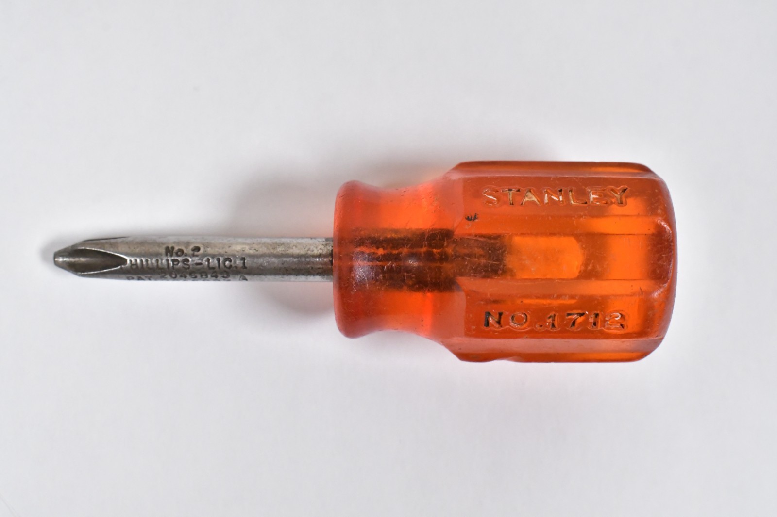 RARE Vtg STANLEY Amber Orange Handle Stubby Short No 2 Phillips Screwdrivers USA