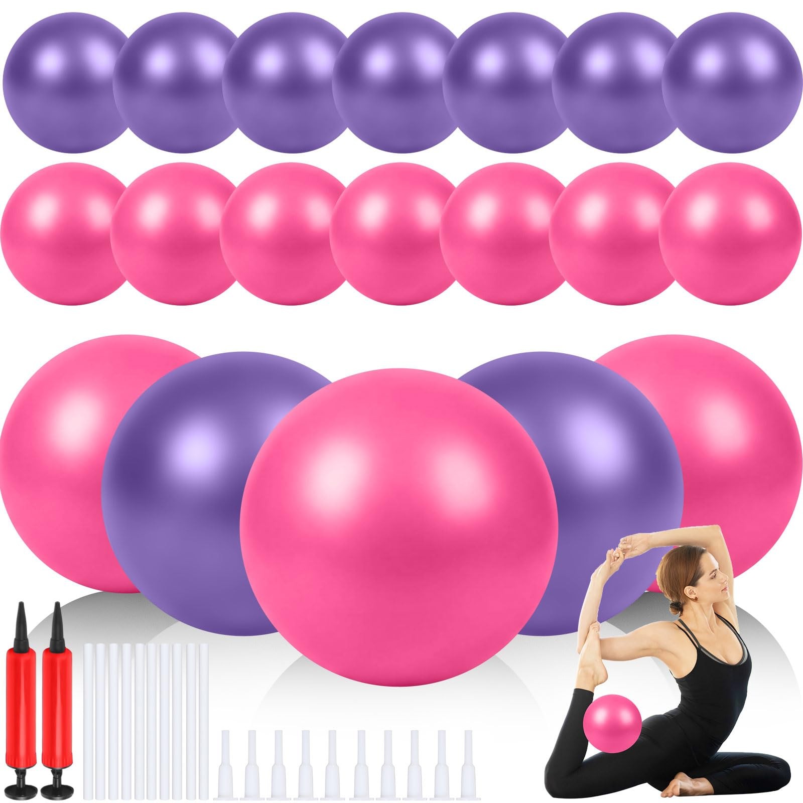 Sotiff 20 Pcs Small Exercise Pilates Ball Bulk 9 Inch Mini Yoga Ball Anti Bur...
