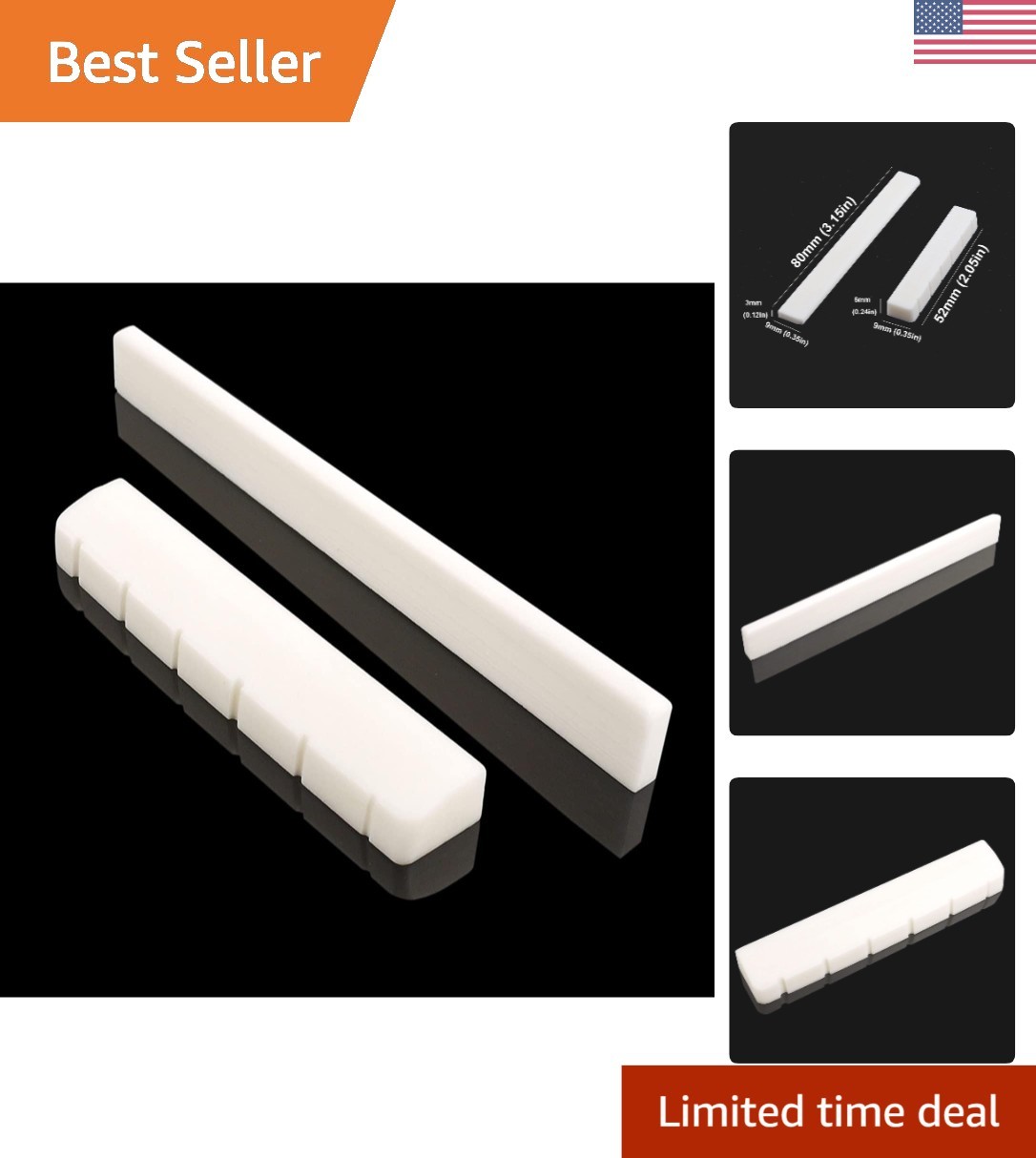 Bone Guitar Nut & Saddle Set for Classical Guitars - Enhance Tone