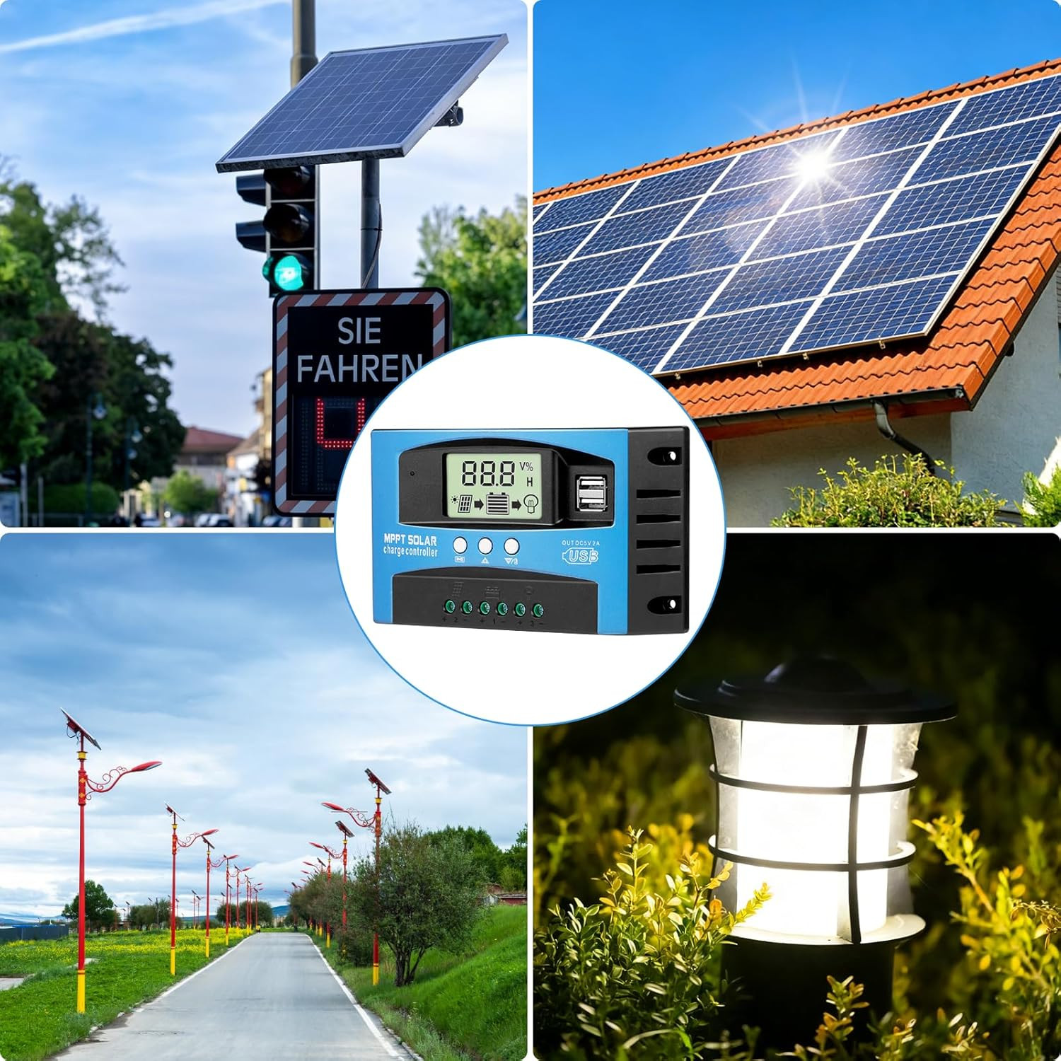 Solar Charge Controller MPPT 12/24V Auto-Switch Universal Controller for Lead-Ac
