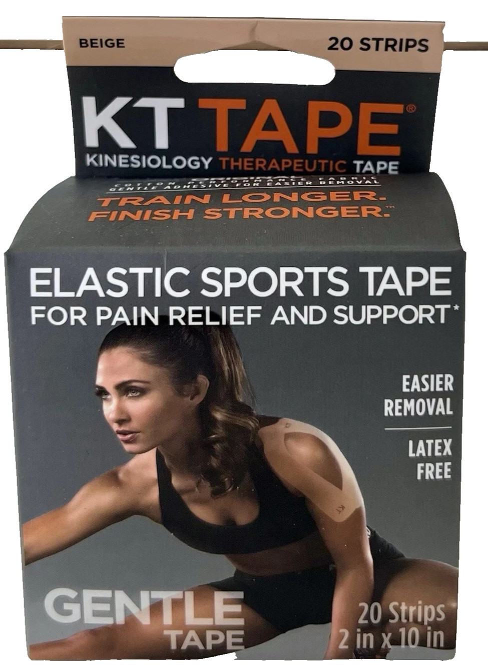 KT Tape Elastic Kinesiology Therapeutic Gentle Tape 20 Strips Beige 10" Precut