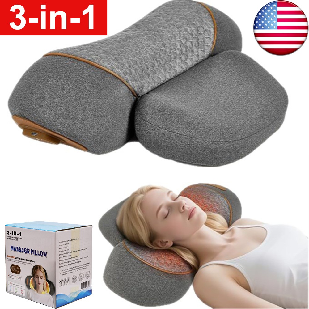 3-in-1 Rechargeable Neck Massager Pillow - Pillow Massage Neck Hump Pain Relief