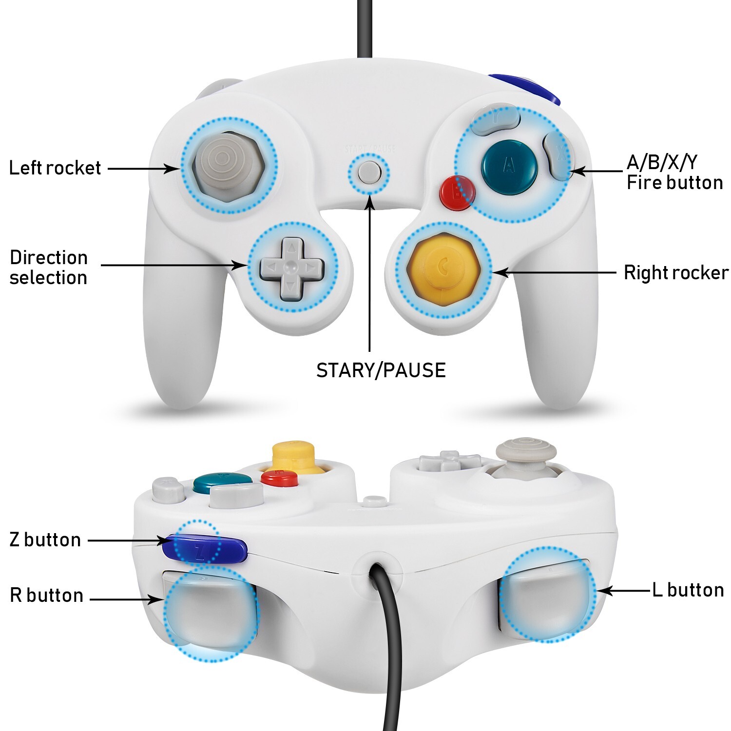 2Pack Gamecube Controller Classic Wired Controller for Nintendo Gamecube Console