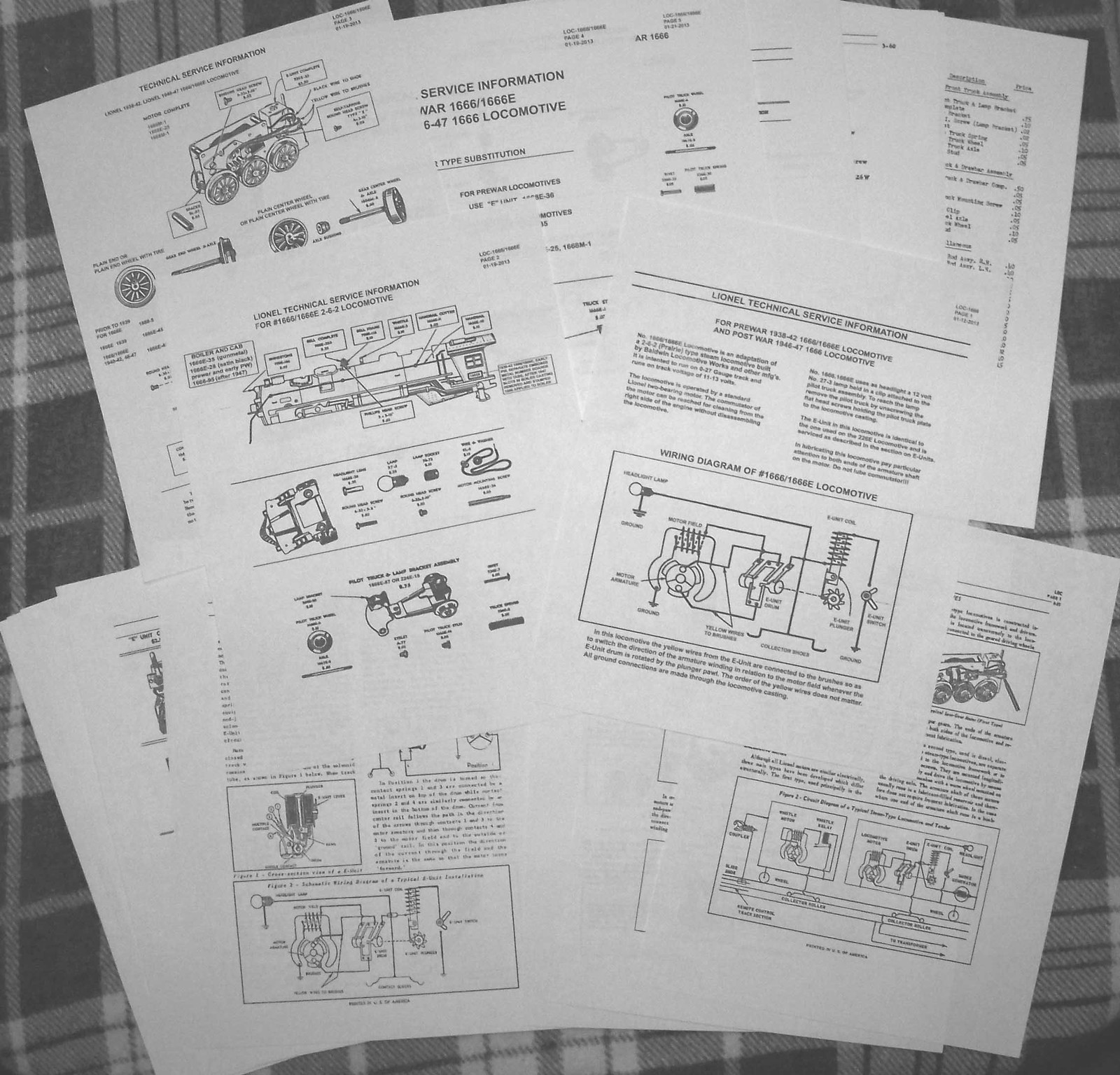 Lionel 1938-42, 46-47 1666 1666e  Prewar Post War Technical Service Information