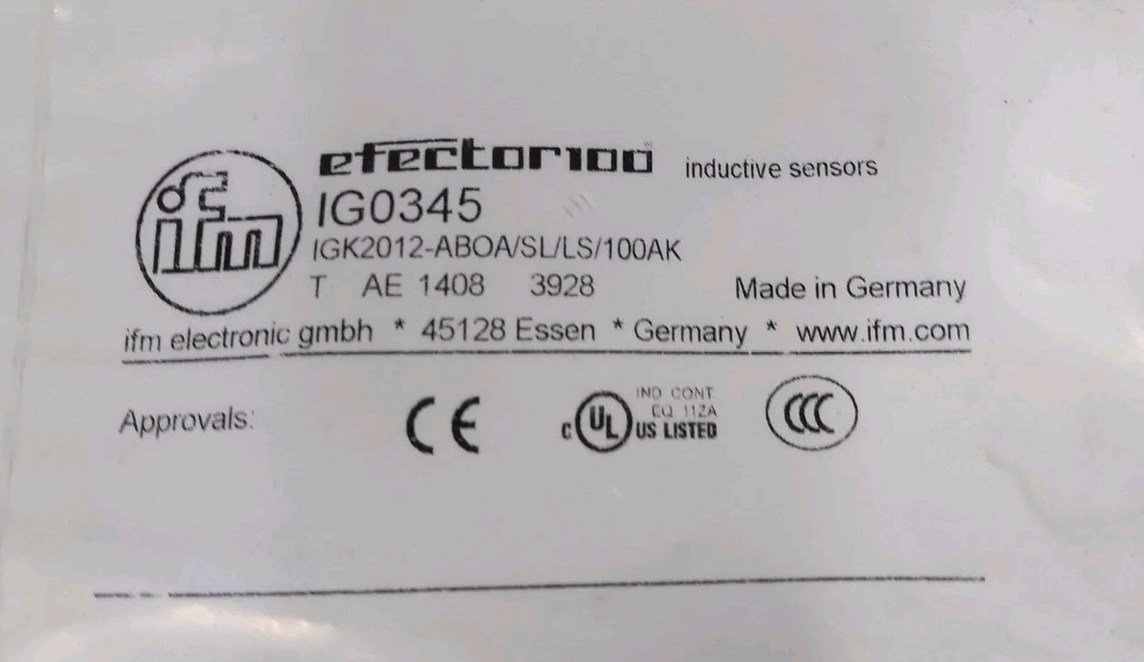IFM IG0345 Proximity Sensor IGK2012-ABOA/SL/LS-100AK Loc5D2