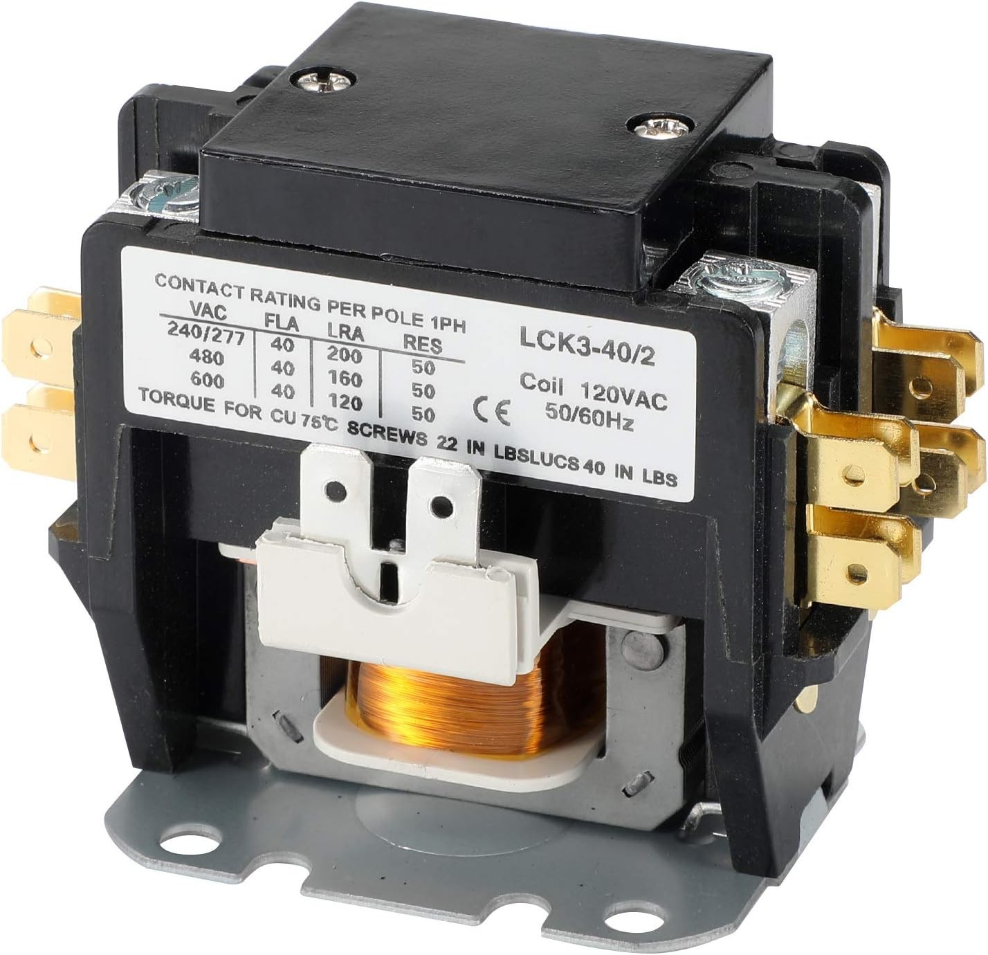 2 Pole 40 Amp FLA Definite Purpose AC Contactor 120V Coil