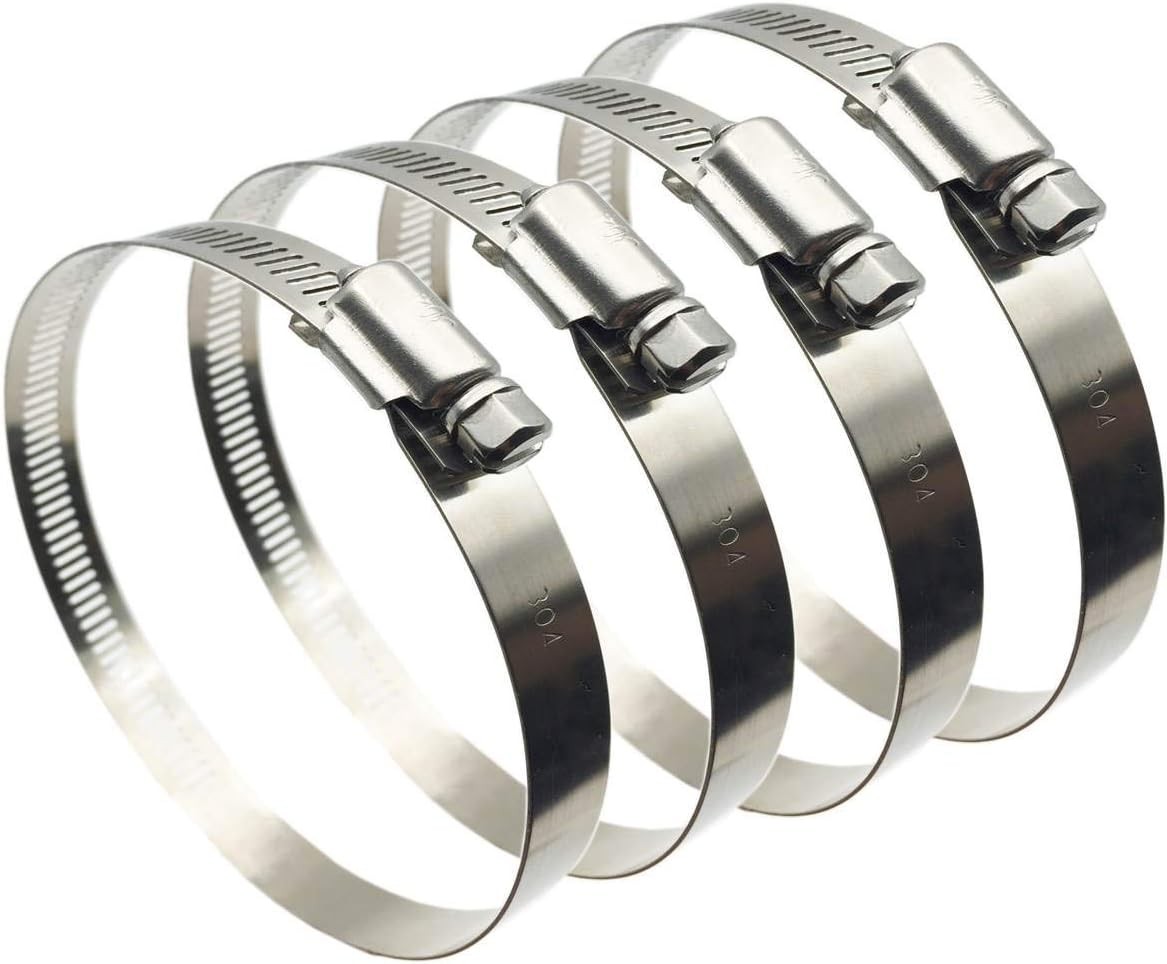 4Pcs 2.5" Adjustable 304 Stainless Steel Duct Clamps 2.5" -4Pcs, 银色