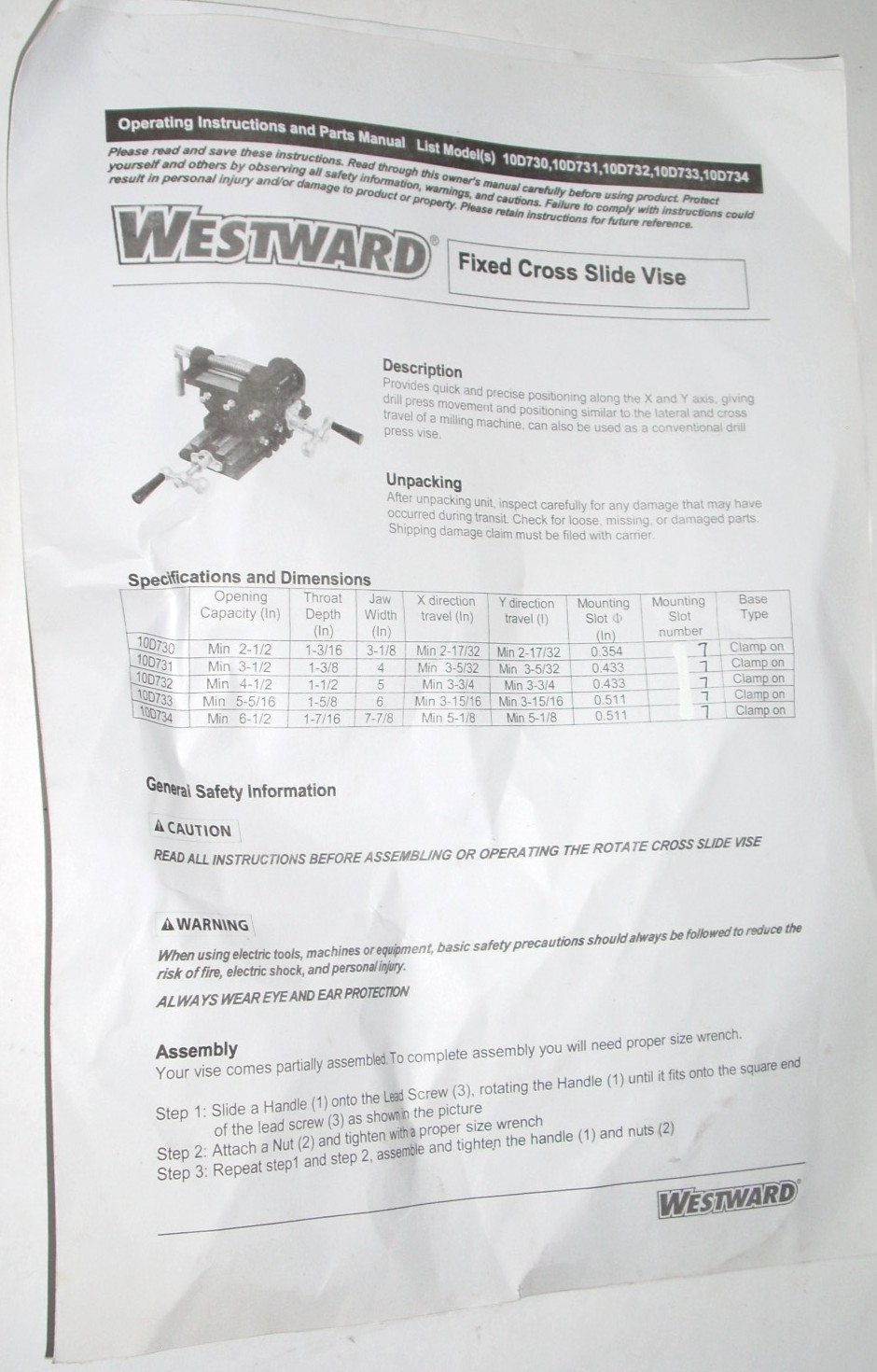 Westward Cross Slide Machine Vise 7 7/8" W Jaw x 1 7/8" D Throat x 6.6875" H