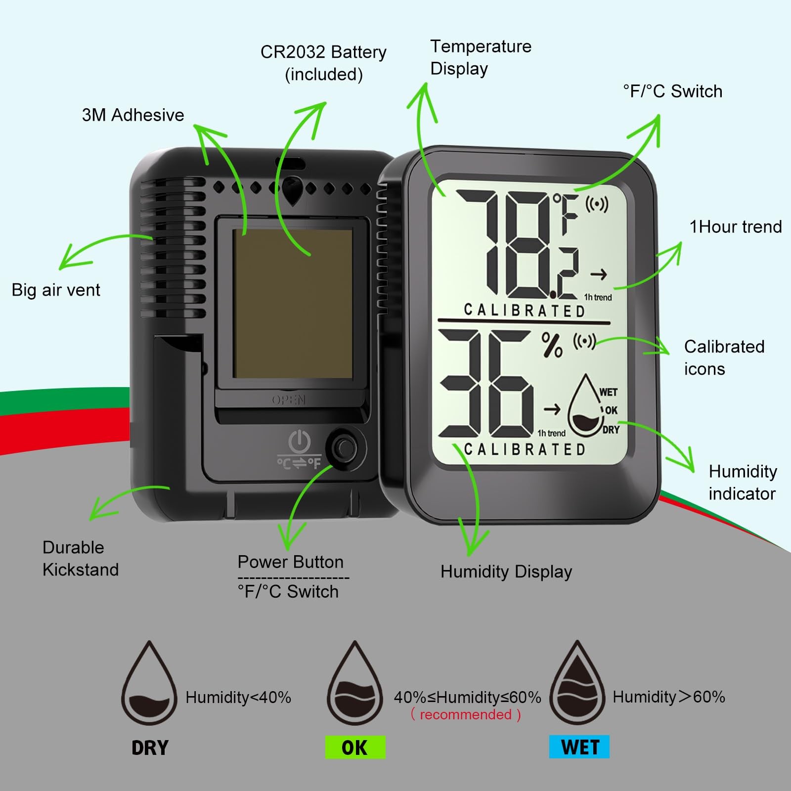 AyayaBoss 3 Pack Room Thermometer Indoor Hygrometer for Home, Digital Sensor ...