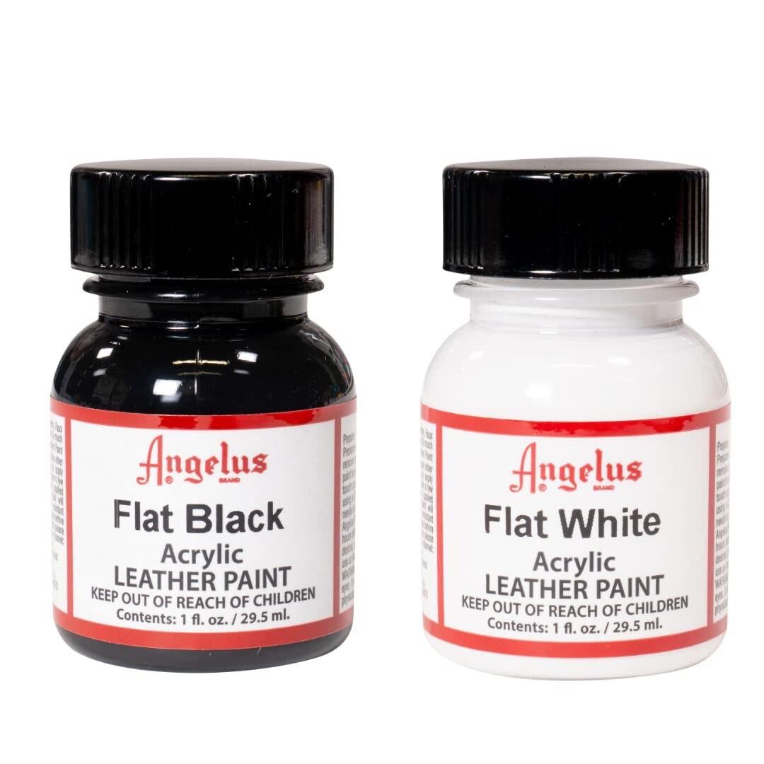 Angelus FLAT BLACK+FLAT WHITE Leather Paint - 1 fl.oz