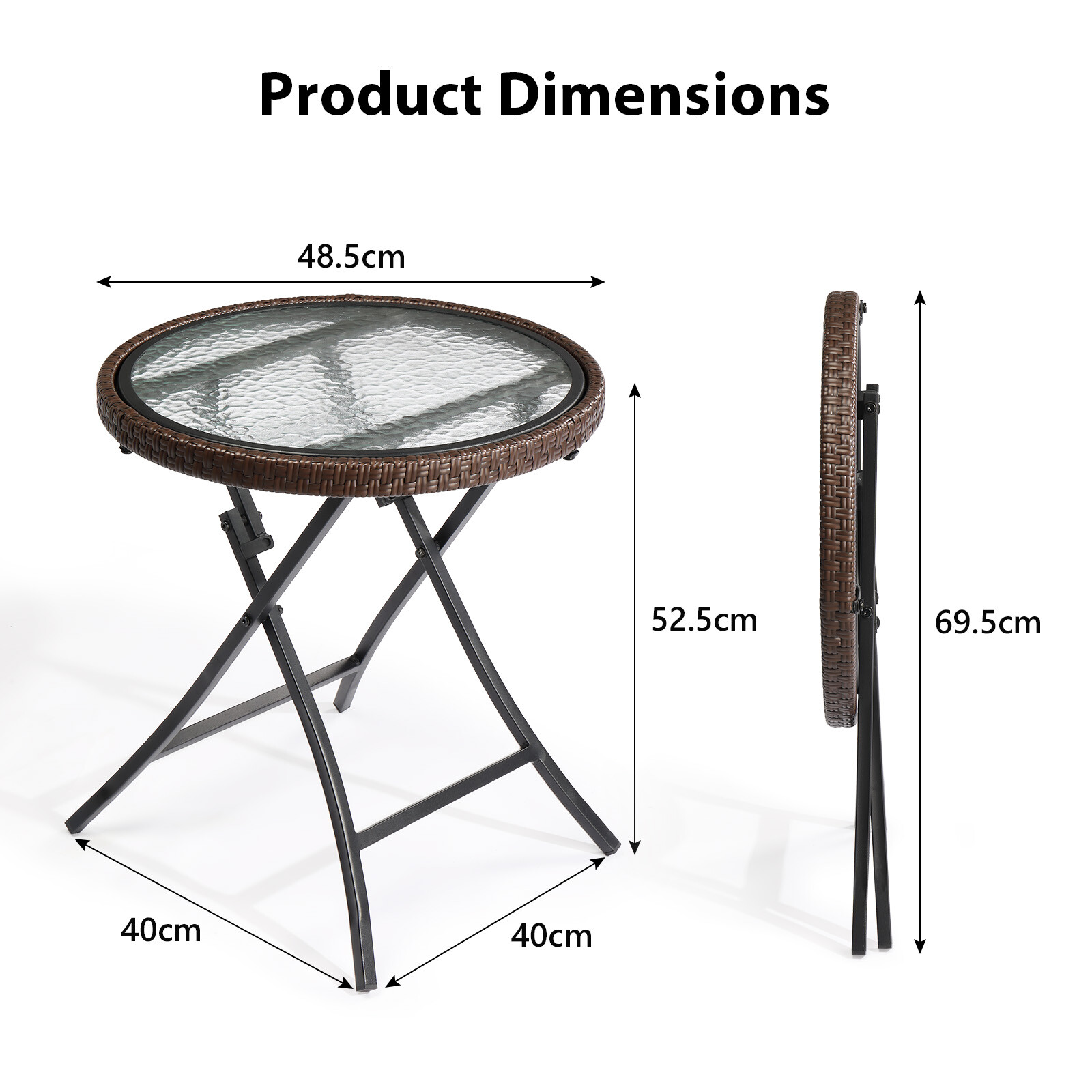 18"/19" Small Patio Side Table Round Coffee Table Foldable Sofa Side Table,New
