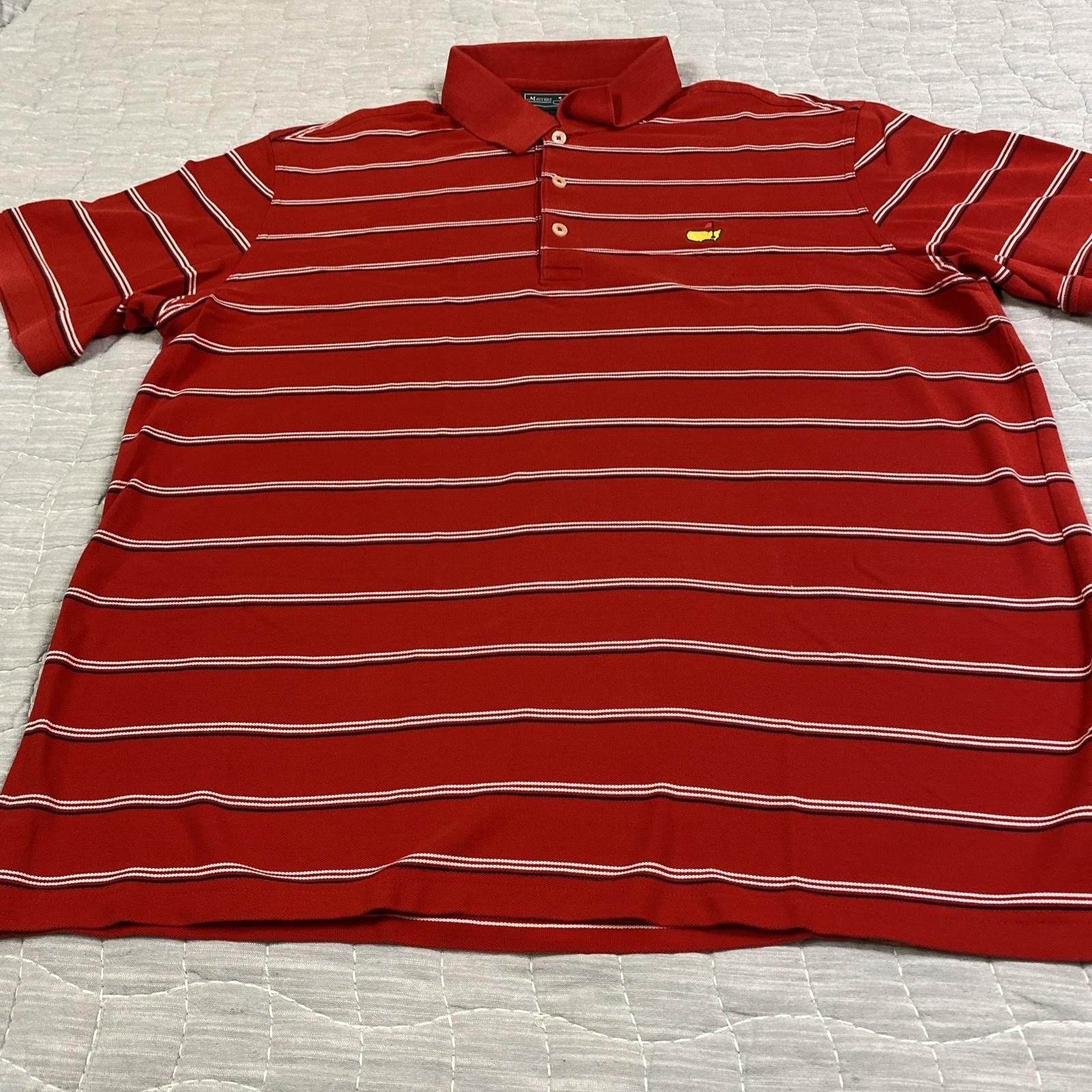 Masters Collection Shirt Polo Mens XL Red Stripe Pima Cotton Augusta Golf