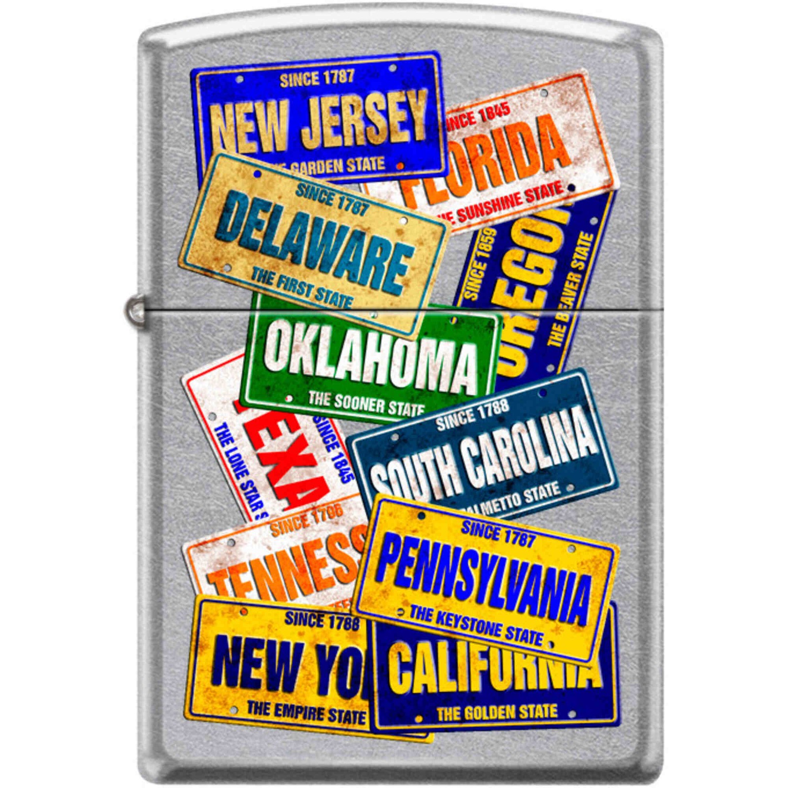 Zippo Windproof Pocket Lighter License Plate Street Chrome Metal XC345