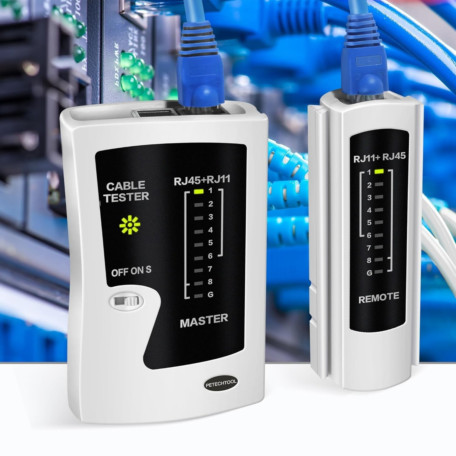 High-Performance RJ45/RJ11 Network Cable Tester with Easy-to-Read Display