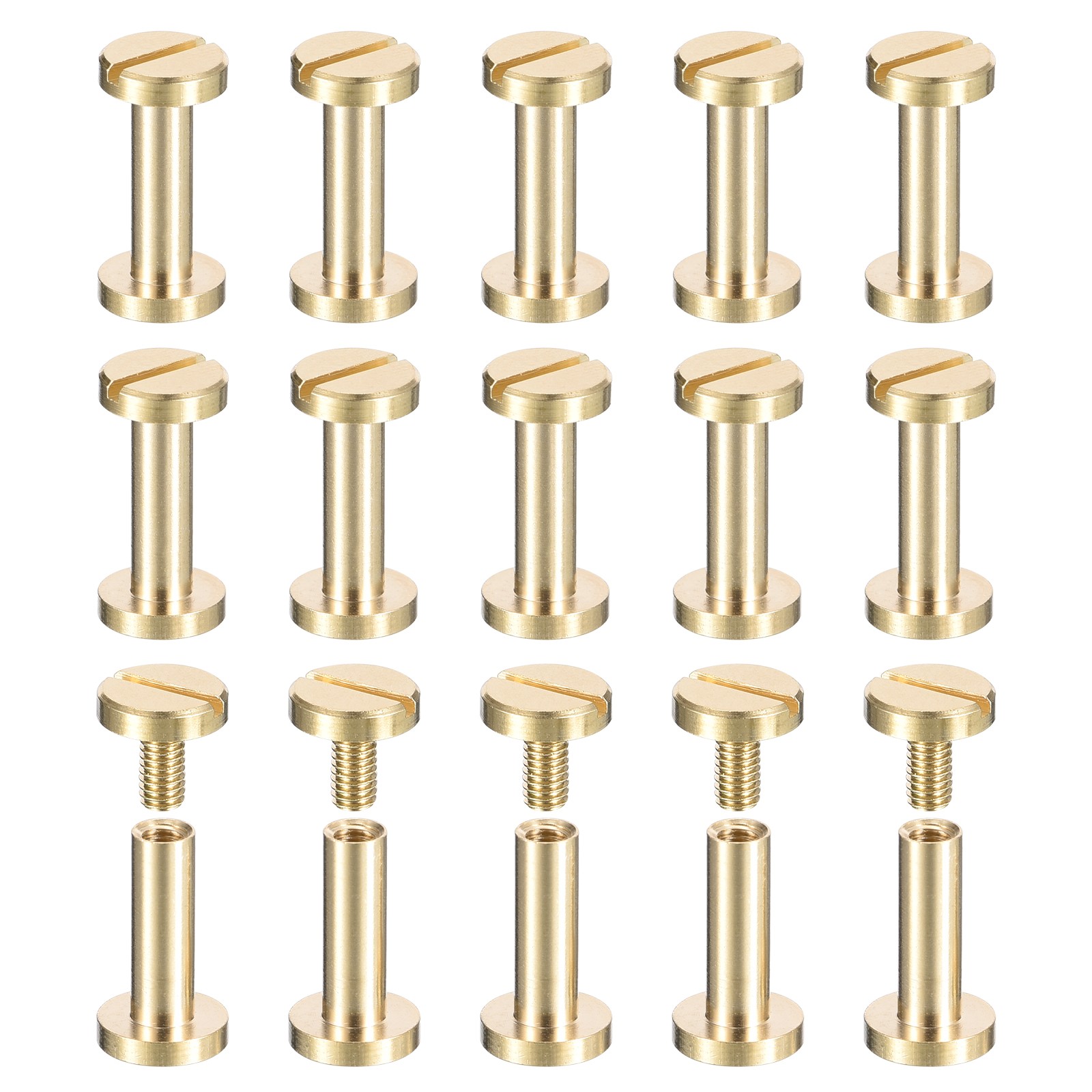 30Pack Brass Chicago Screws, 12x8mm Post Nail Stud Rivets for Leather Craft