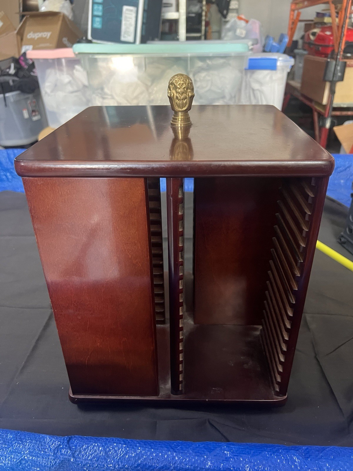 Bombay Company Vintage Rotating Wood 64CD Case Holder Storage Rack Carousel