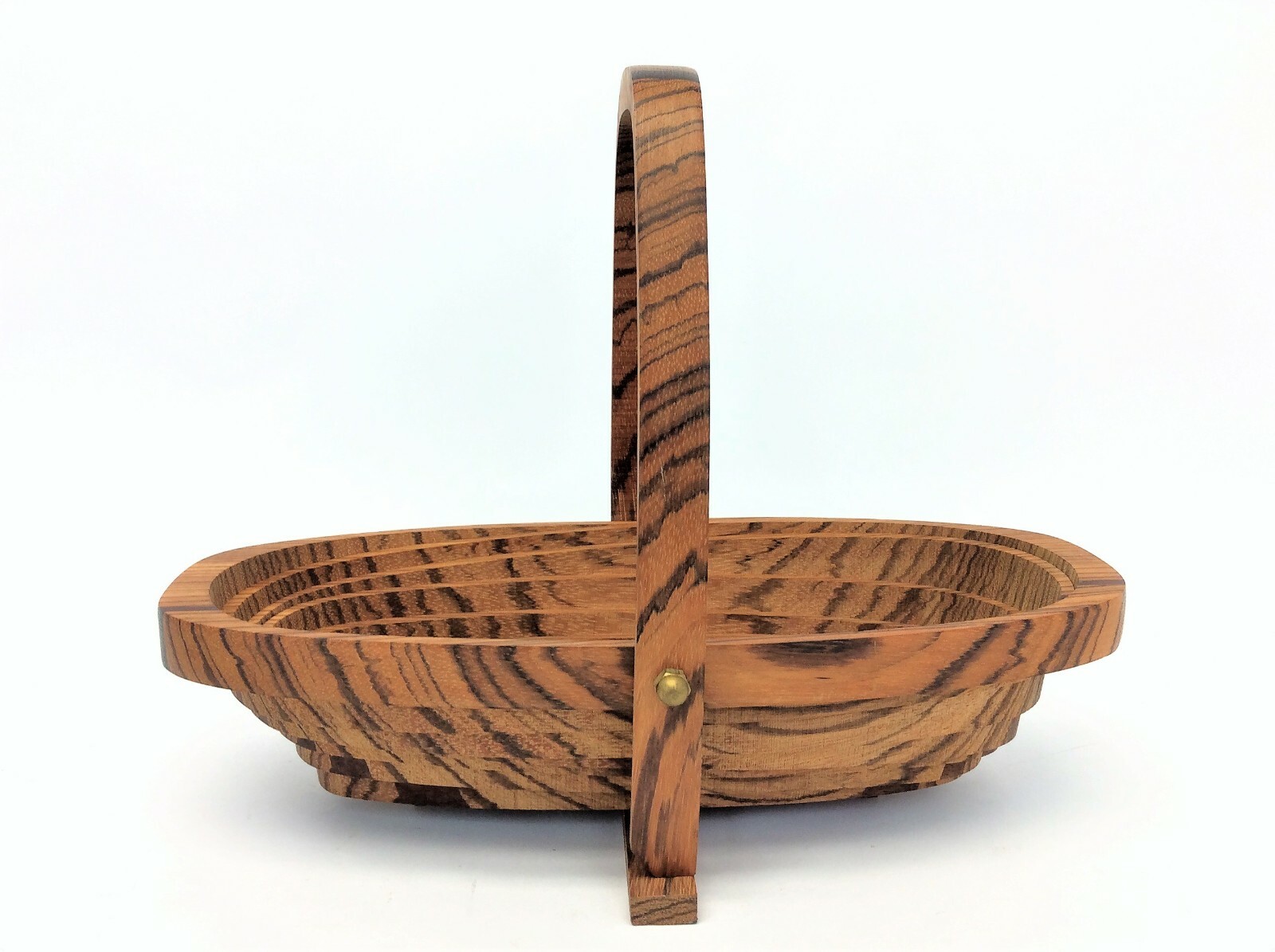Folding Collapsible Signed Deep Spring Brass Bolt Decorative Basket Used