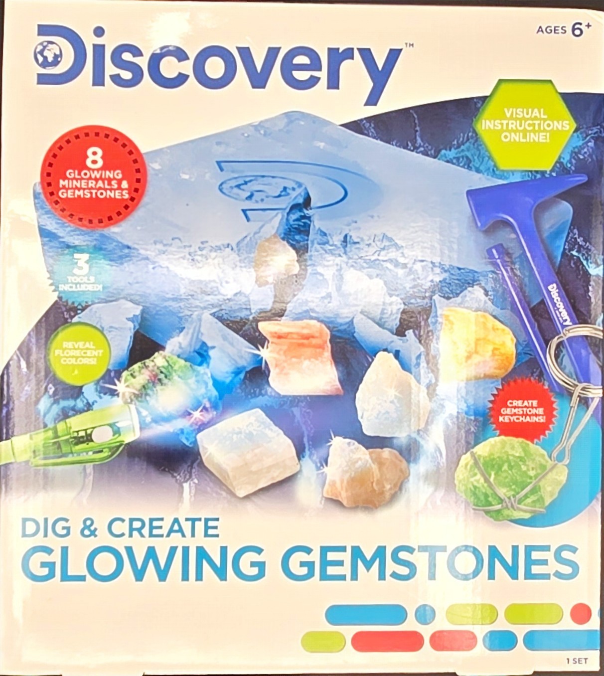 Discovery Dig & Create Glowing Gemstones Kit, 8 Minerals, 6+, 205101H