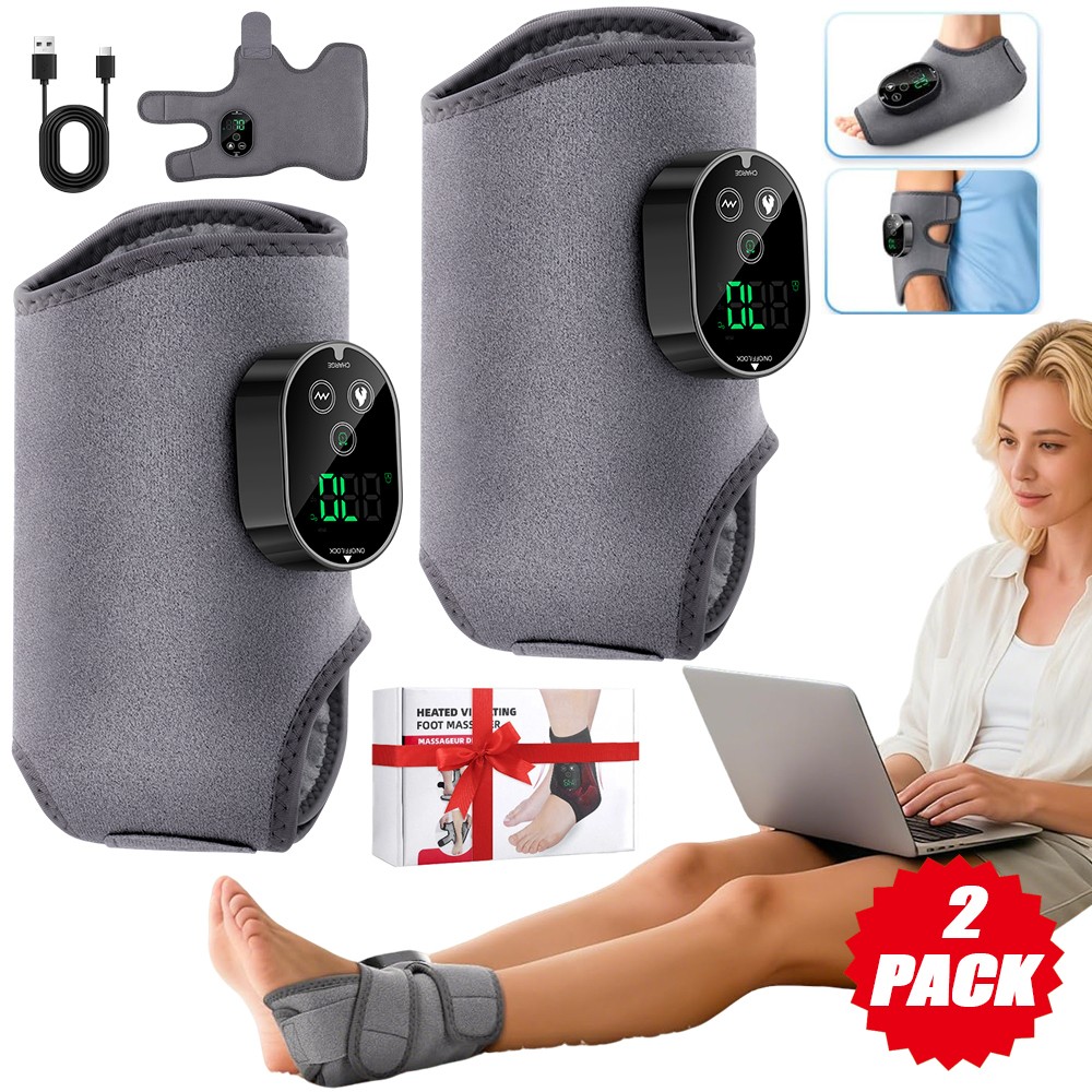 2x Cordless Foot Ankle Massager 6 Heat 3 Modes for Plantar Fasciitis Pain Relief