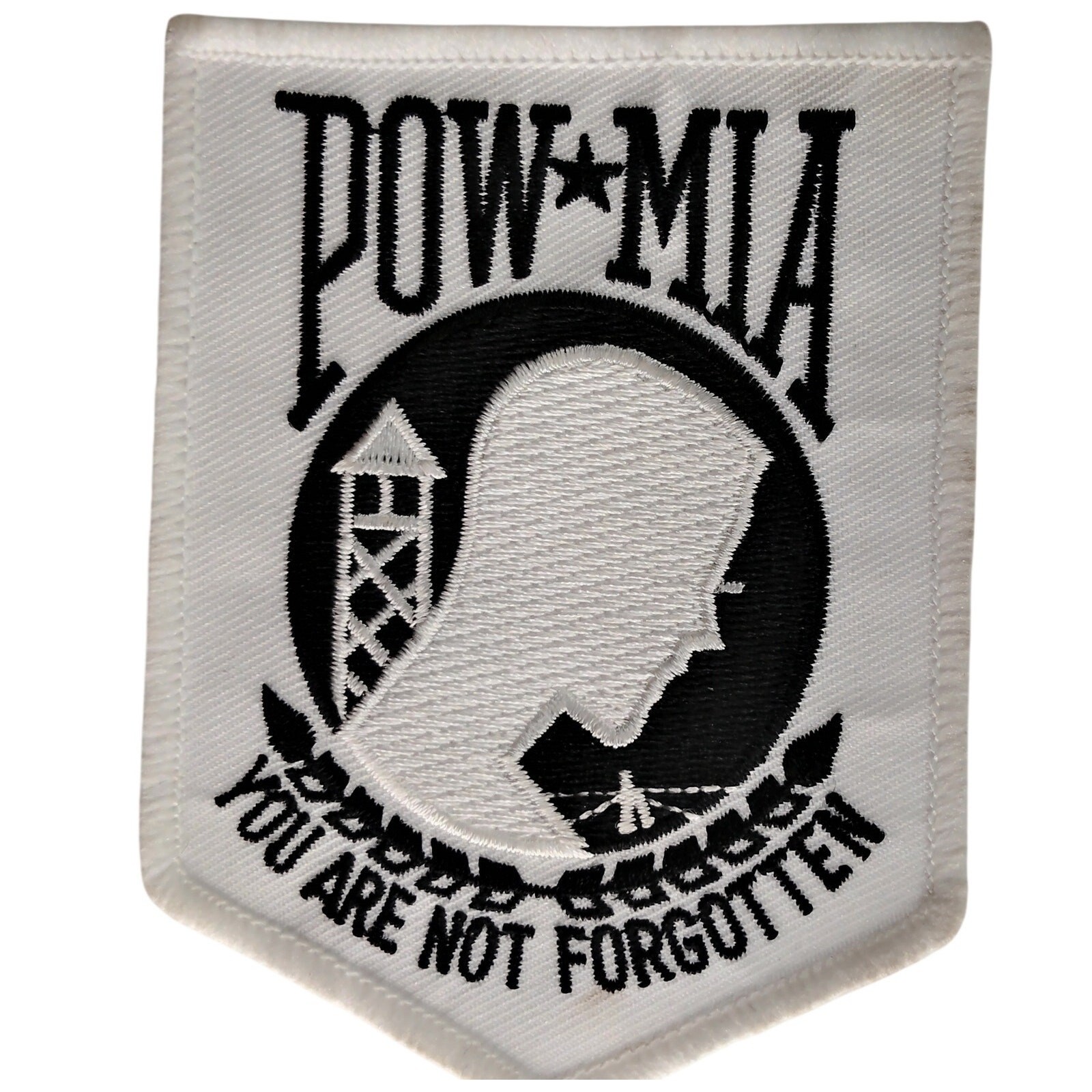 POW MIA Patch Novelty You Are Not Forgotten 4" × 3" Embroidered Iron‑On/Sew‑On