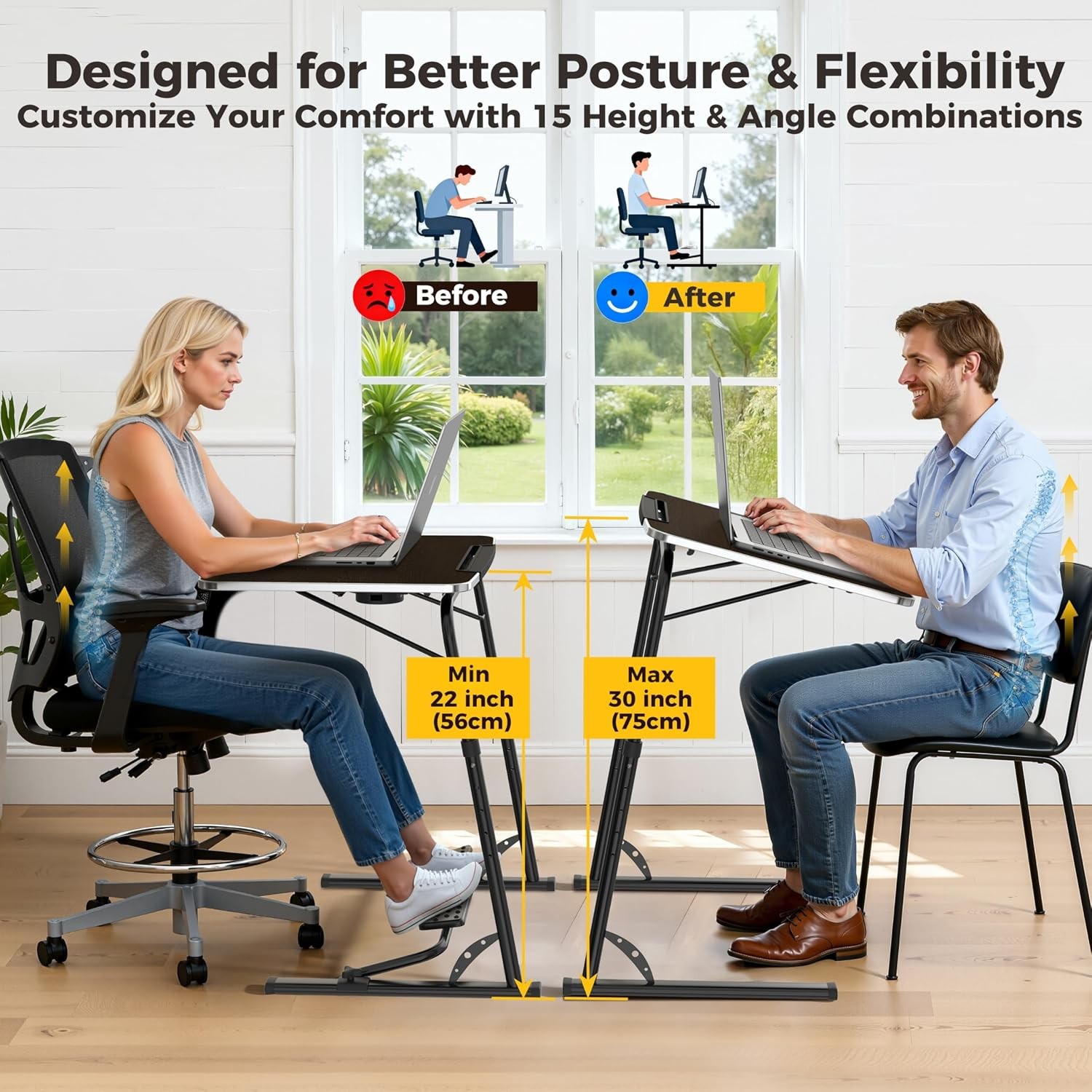 Upgraded Folding TV Tray Table - Extra Large & Sturdy Laptop Table for Couch