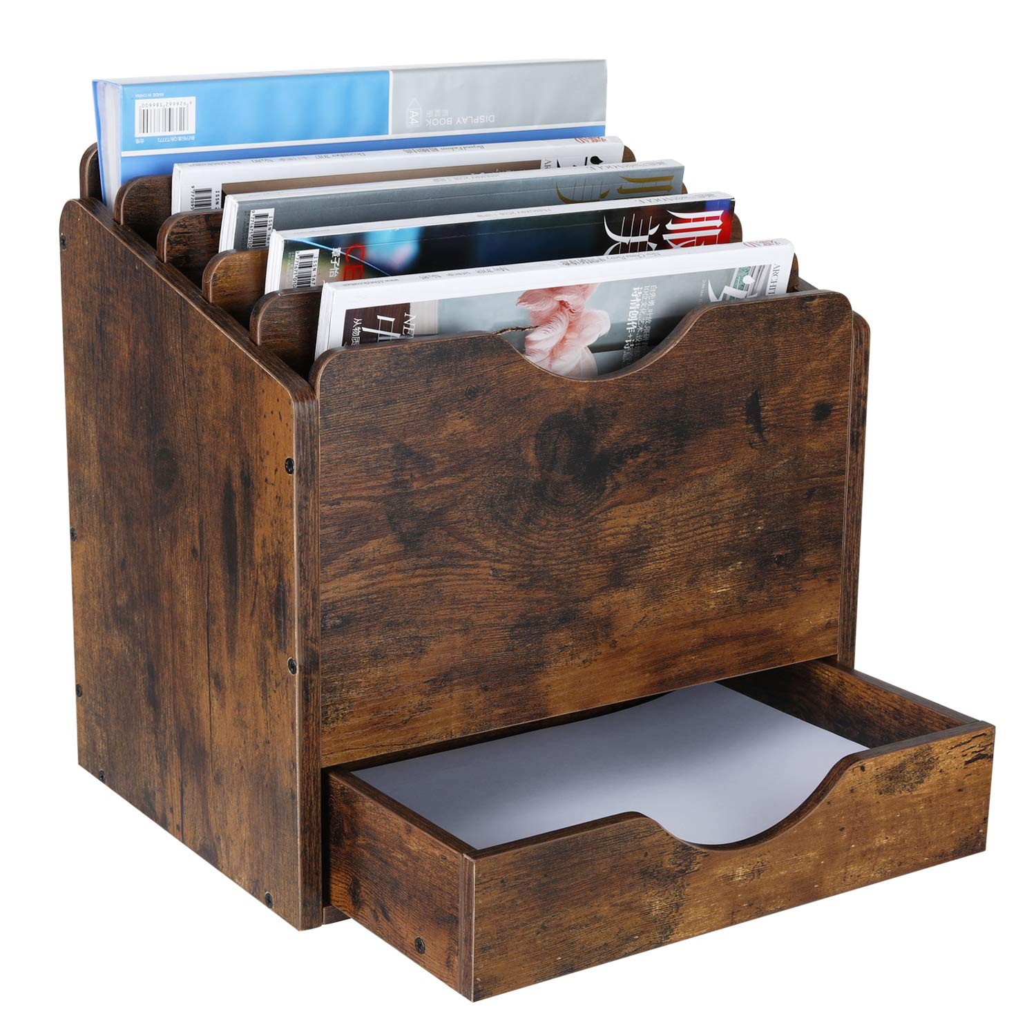 Pag Wood Desktop File Holder Organizer Mail Sorter Drawer For File Folders