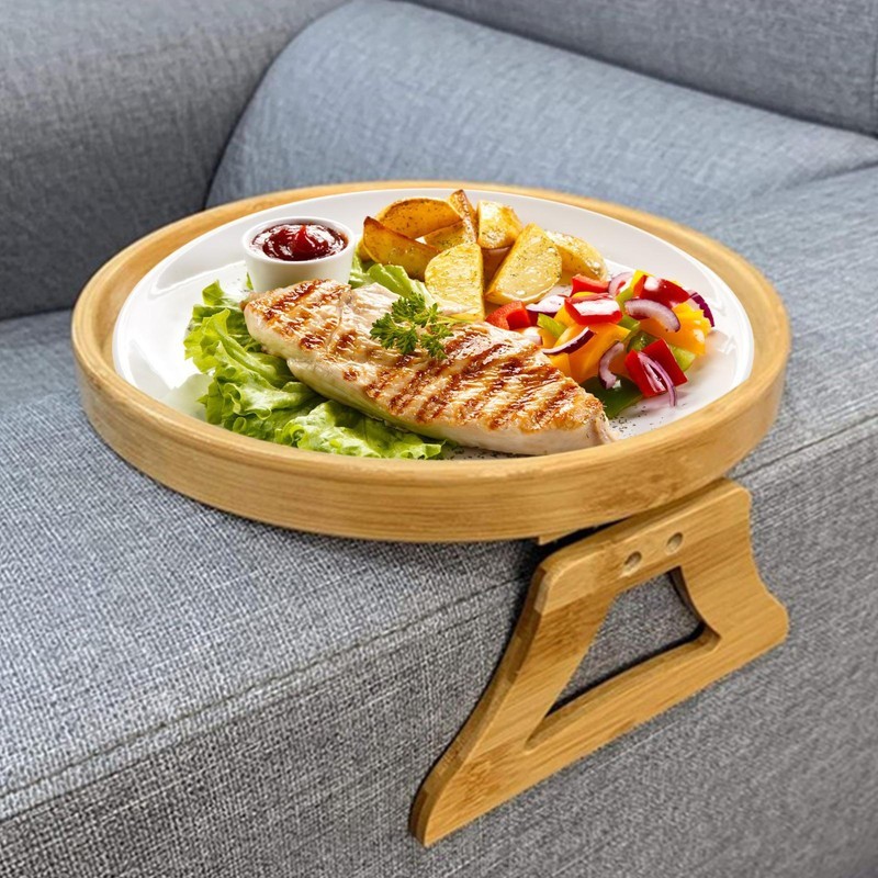 Sofa Arm Tray Table Pine Wood Couch Armrest Table Tray Sofa Arm Clip Table
