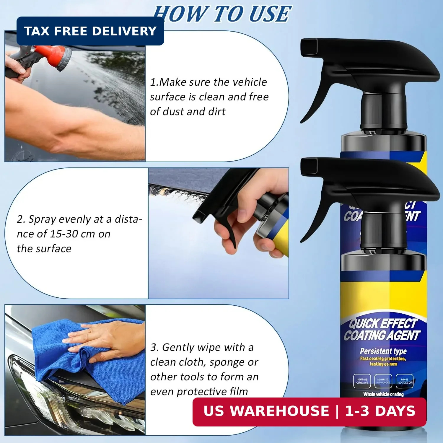 2Pcs Car Nano Coating Spray,Quick Effect Coating Agent for Car, Upgrade Advan...