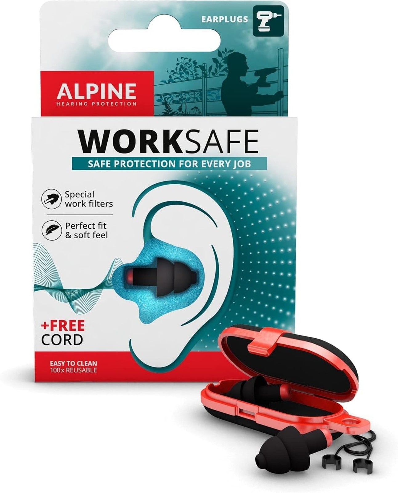 Alpine WorkSafe Construction Earplugs for Adult - Reusable Ear Prot... Fast Ship