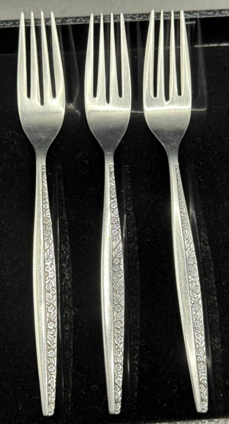 3 Bouquet by Coventry Stainless 7 1/2" Forks Flatware Japan