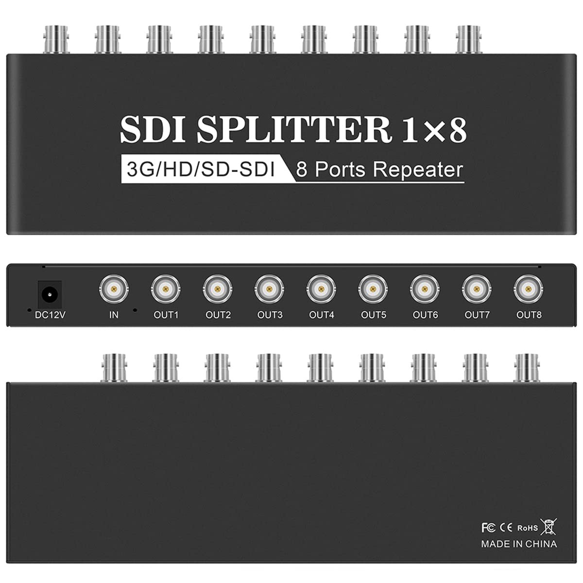 SDI Splitter 1x8 Supports SD, HD, 3G(1 Input and 8 outputs) SDI Video Splitte...