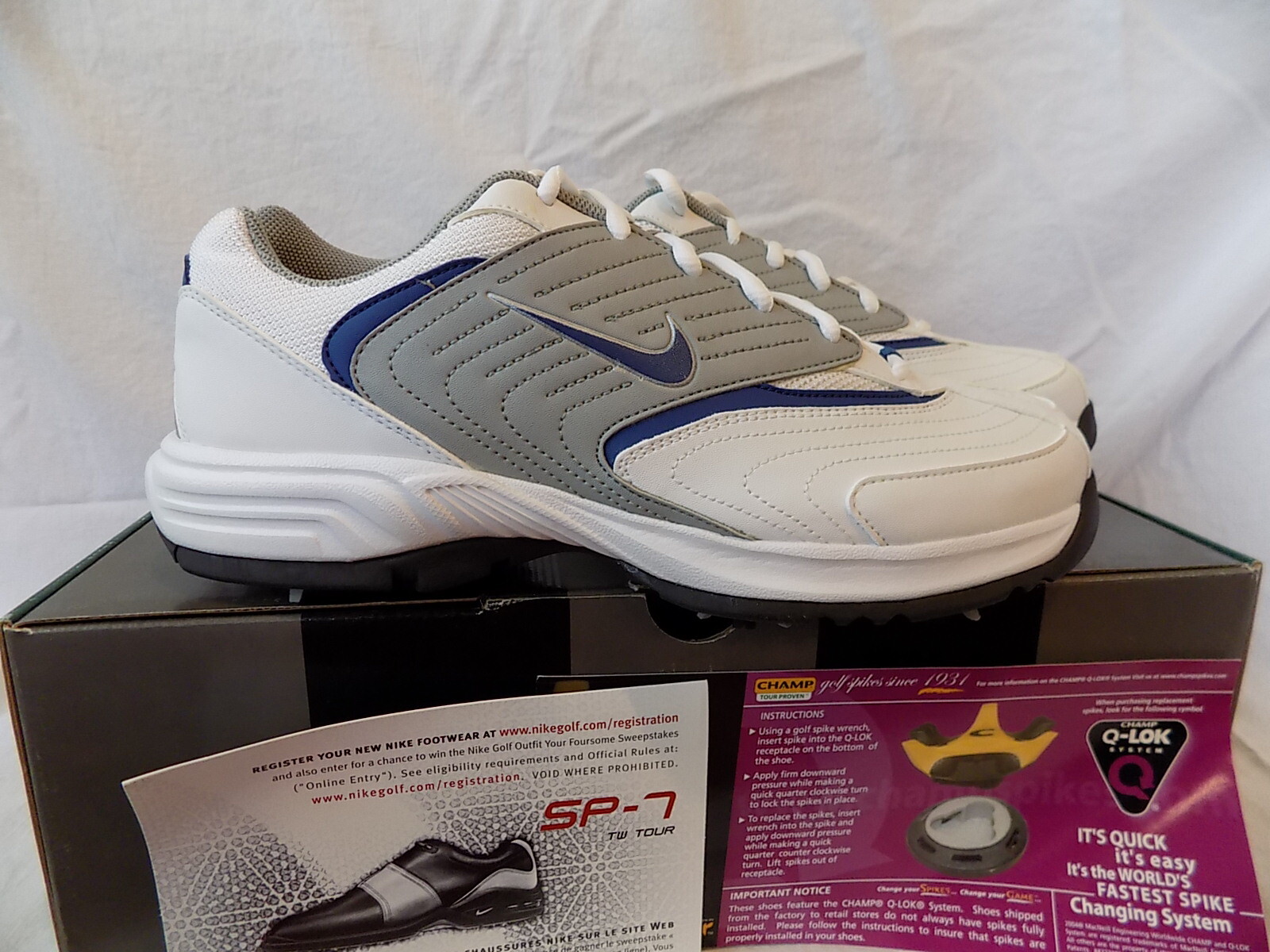 NIB NIKE GOLF Nike Challenge Golf Shoes Mens Size 7.5 White/Gray/Blue