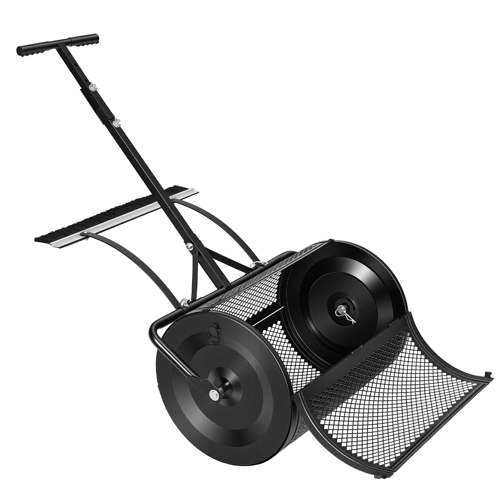 Uimoso Compost Spreader Roller 24" with Push/Tow Handle and Integrated Brush