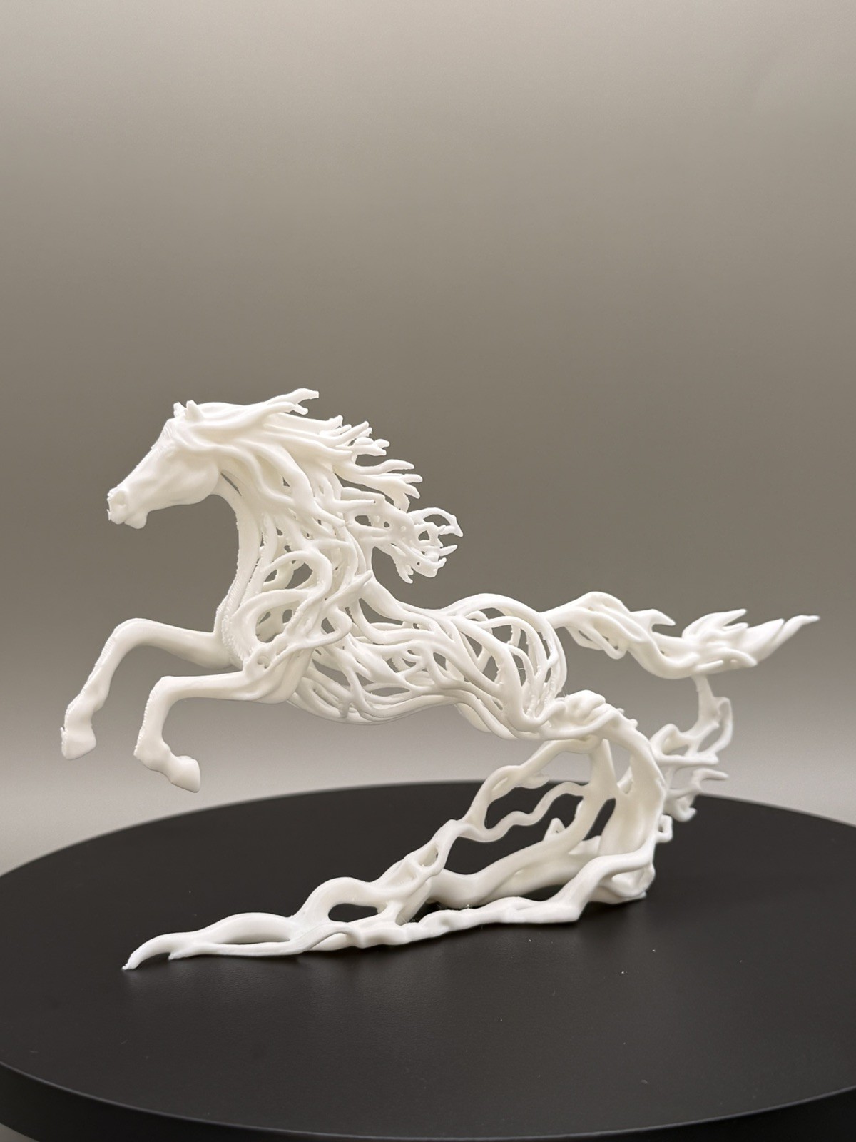 Abstract Running Horse Sculpture, Flowing Energy Horse Art, Modern Minimalist