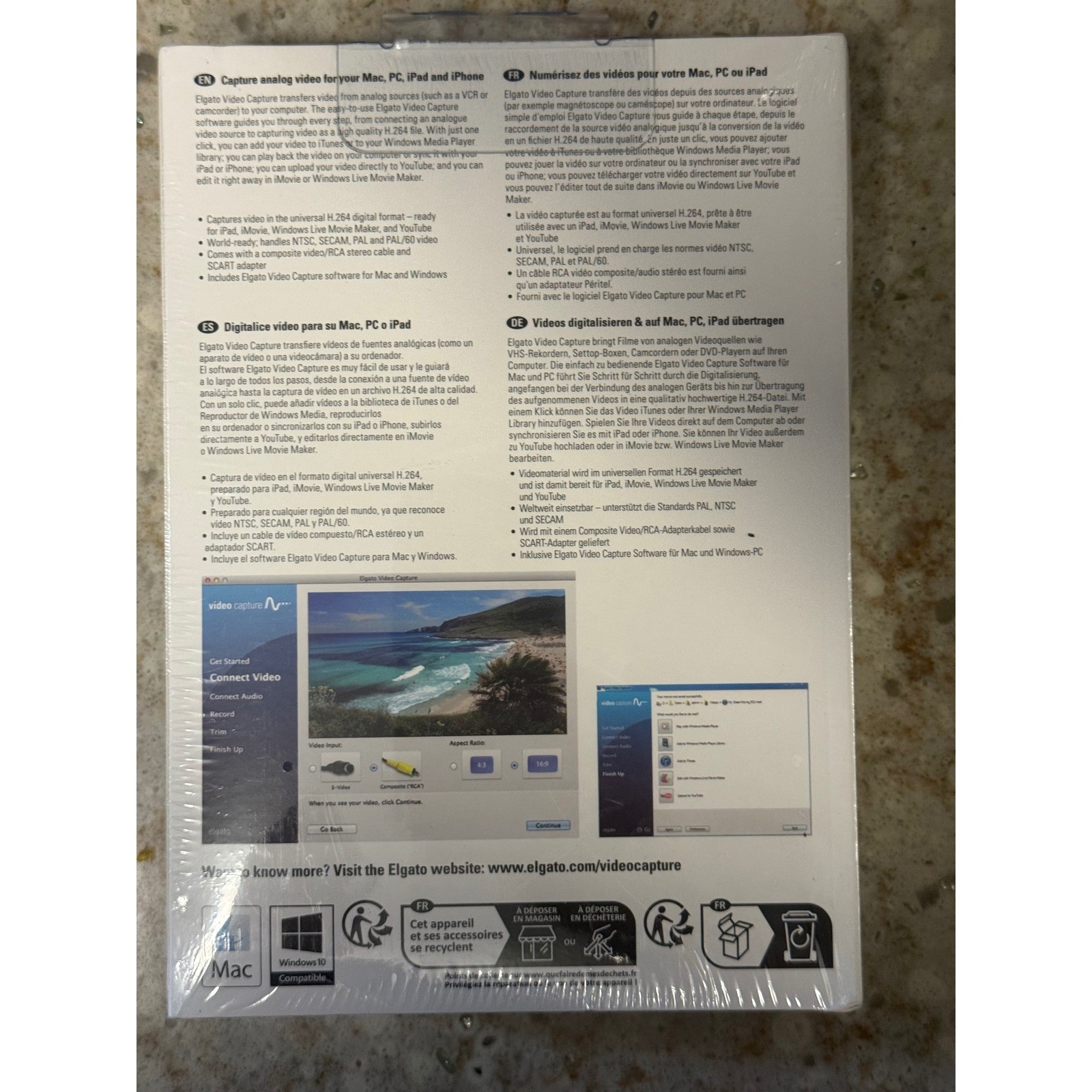 Video Capture Device Mac PC iPad iPhone White Elgato NEW