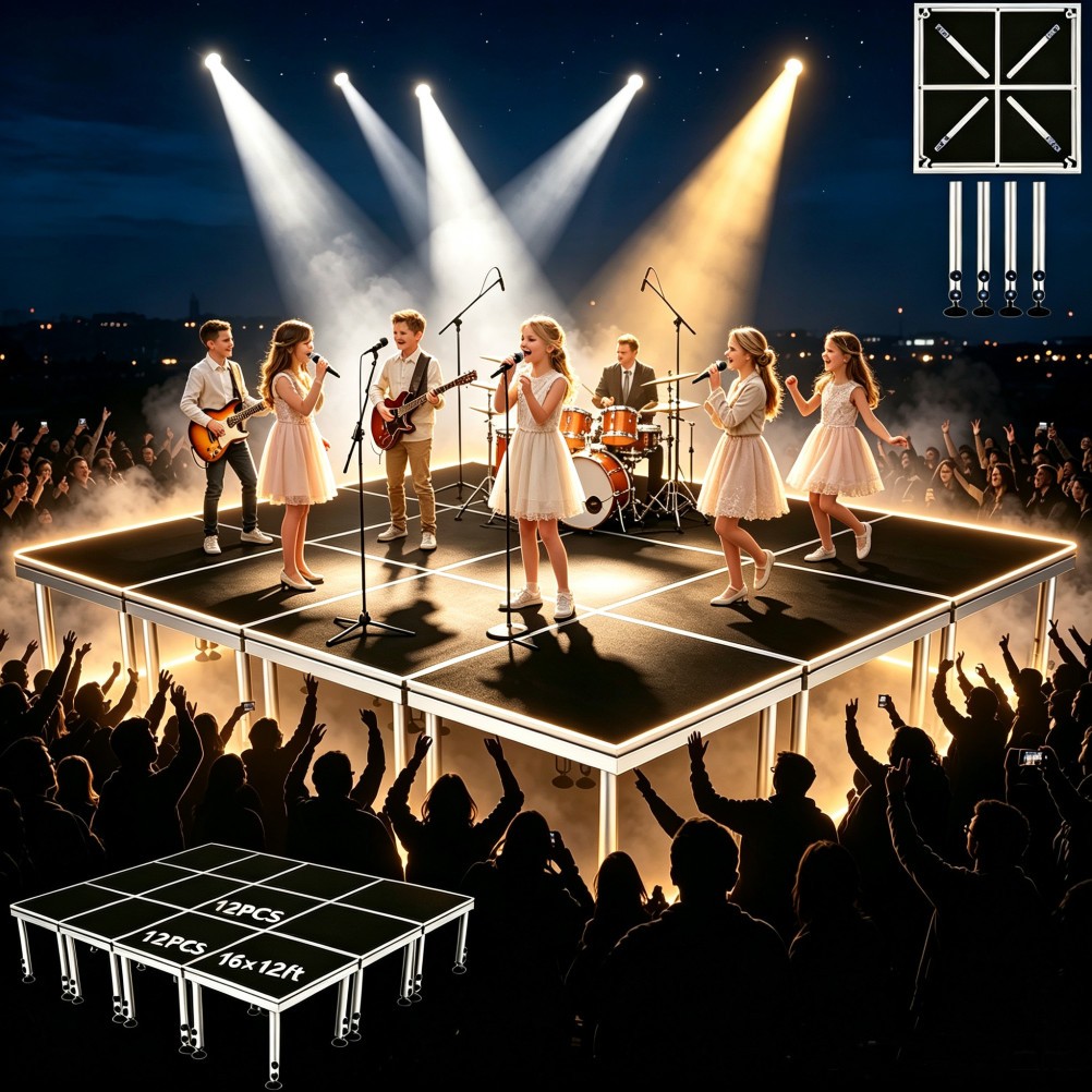 Portable 4x4ft/12x16ft Stage Platform 1-12pcs Modular Outdoor Event Stage Deck