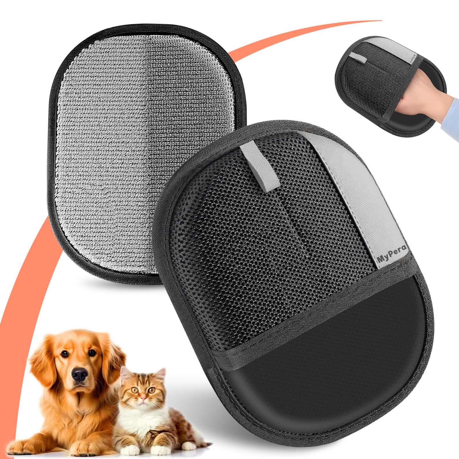 Pet Hair Remover Gloves for Cats & Dogs, Electrostatic Pet Hair Removal Glove...