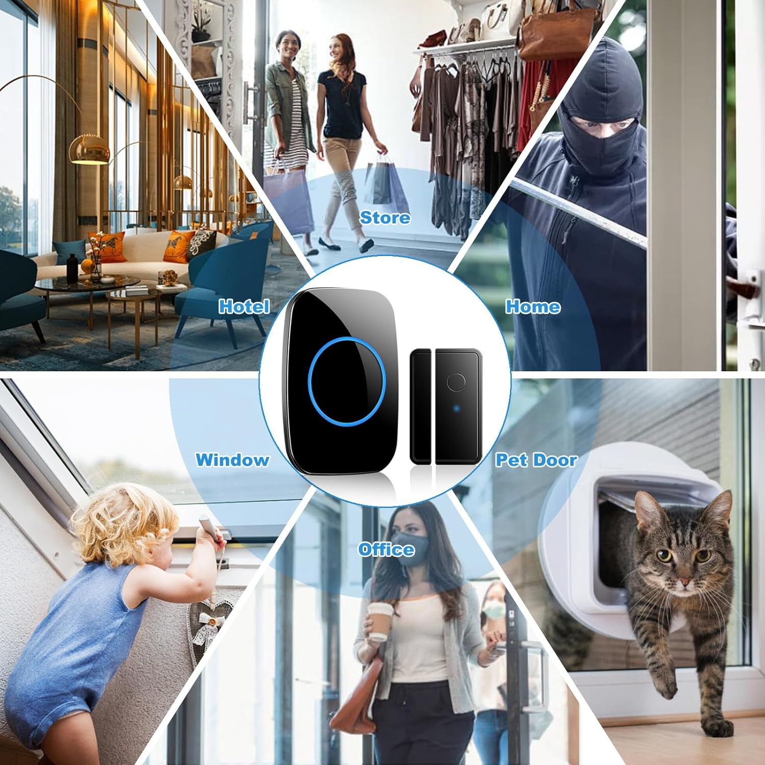 Door Chime When Door Opens, Fullhouse Door Sensor Wireless Entry Alarm