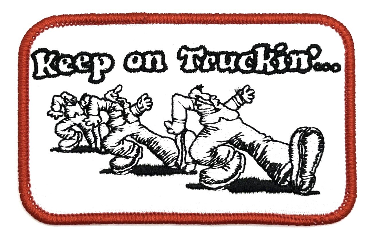 Keep On Truckin’ Semi Truck Rig Vintage Style Retro Patch Iron Sew Cap Hat