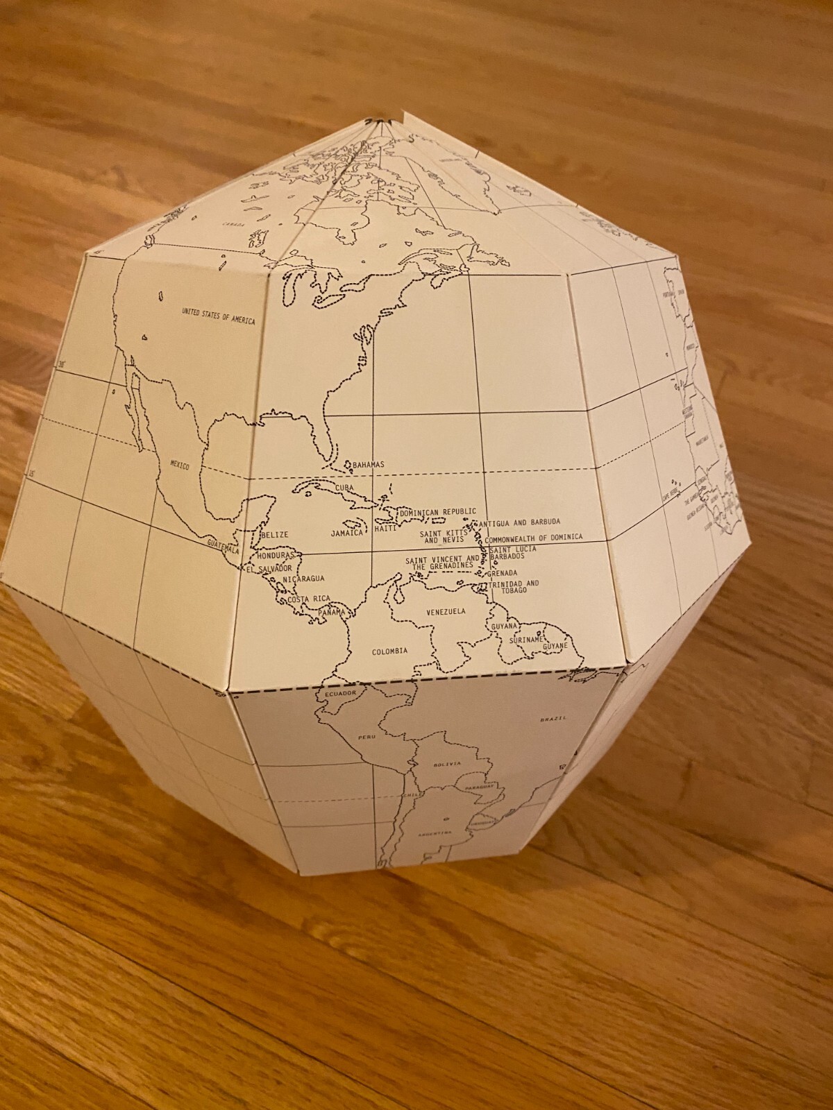 Geografia Geometric Paper World Globe Large Size Earth's Axis 23.4 Degrees From