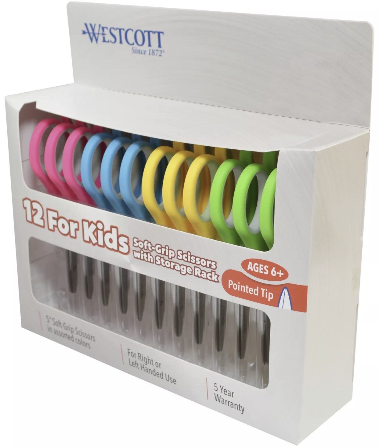 Westcott Scissors With Storage Rack 12 For Kids Pointed Tip