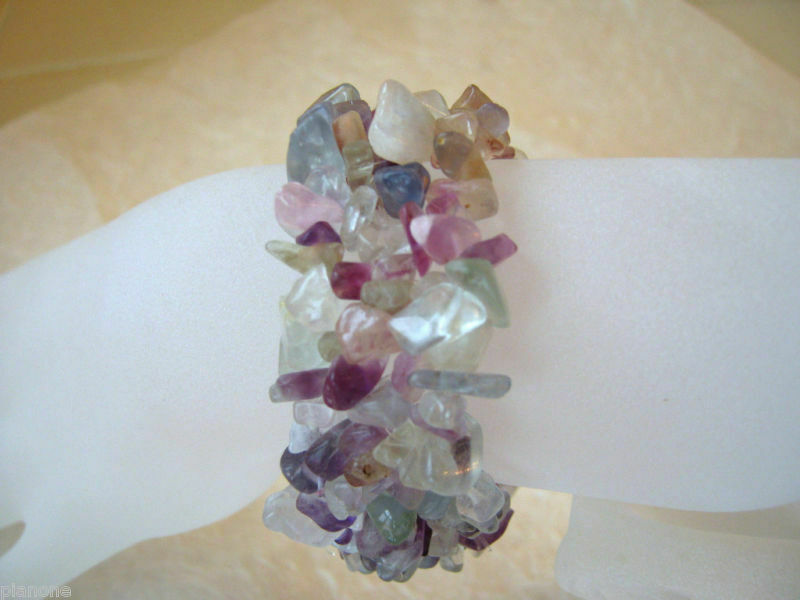 Fluorite Gemstone Nugget Stretch Bracelet