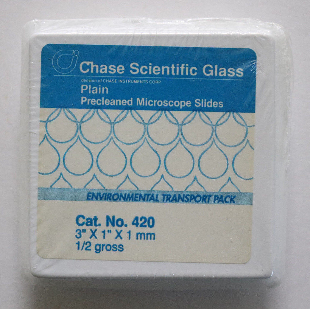 New Sealed Chase Scientific Glass Plain Precleaned Microscope Slides 3"x1"x1mm