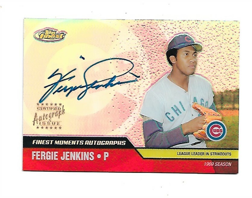 2002 Topps Finest Refractor-Certified-Autograph HOF Fergie Jenkins-Cubs-NM
