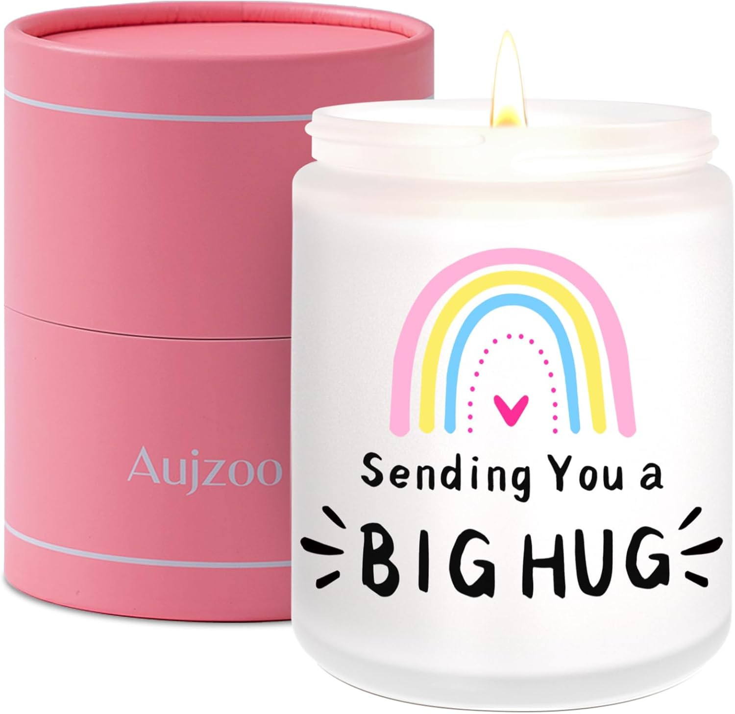 Aujzoo Lavender Scented Candle Gifts for Women,Thinking of You Gift Pink