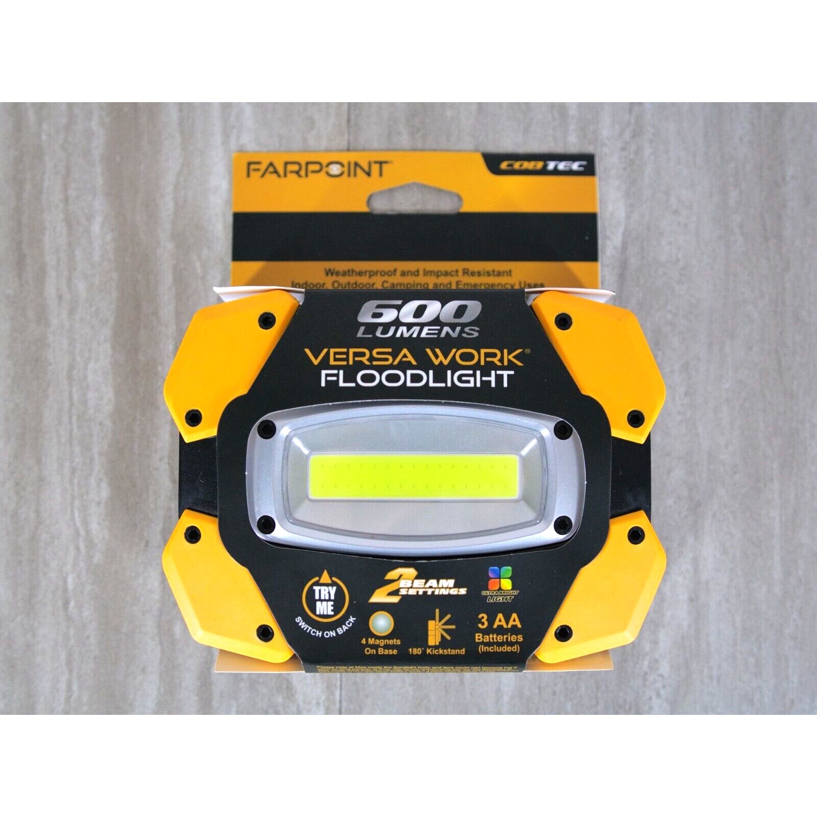 Cob Tec Versa Work Flood Light by Farpoint 600 Lumens with Battery Powered - New