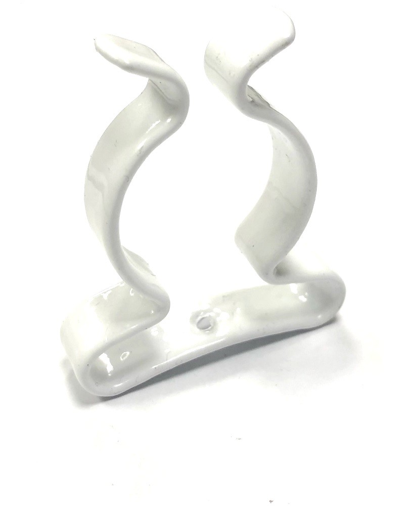 200 X Terry Tool Clips White Plastic Coated Spring Steel Grips Dia. 28mm - NEW O